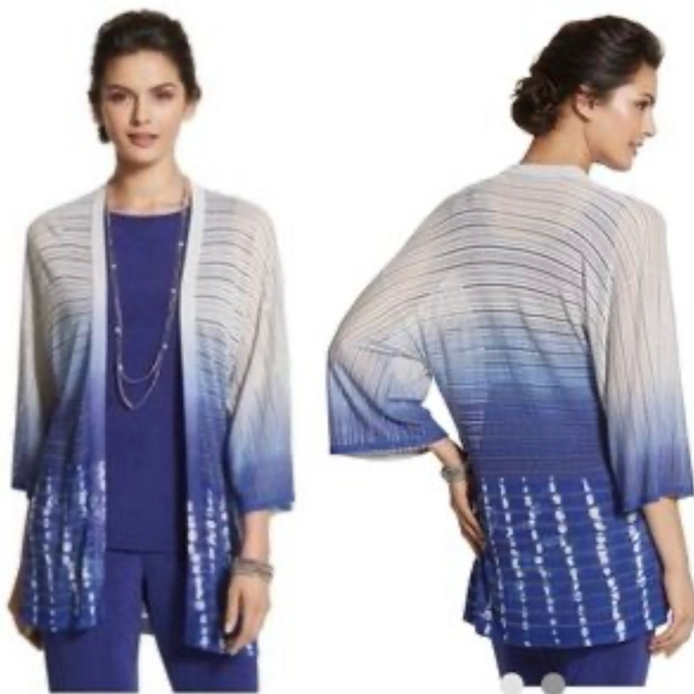 Chico’s Travelers Open Jacket Cardigan Ombre Tie Dye NWT Size 0 Small - Picture 8 of 8